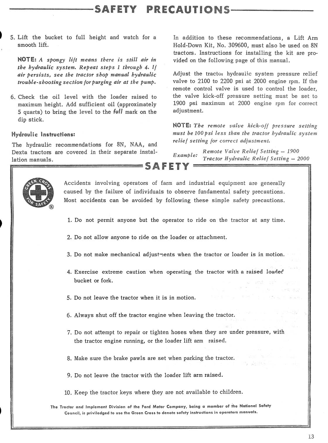 Safety Precautions & Lift Holddown Attachment (2 pages)
